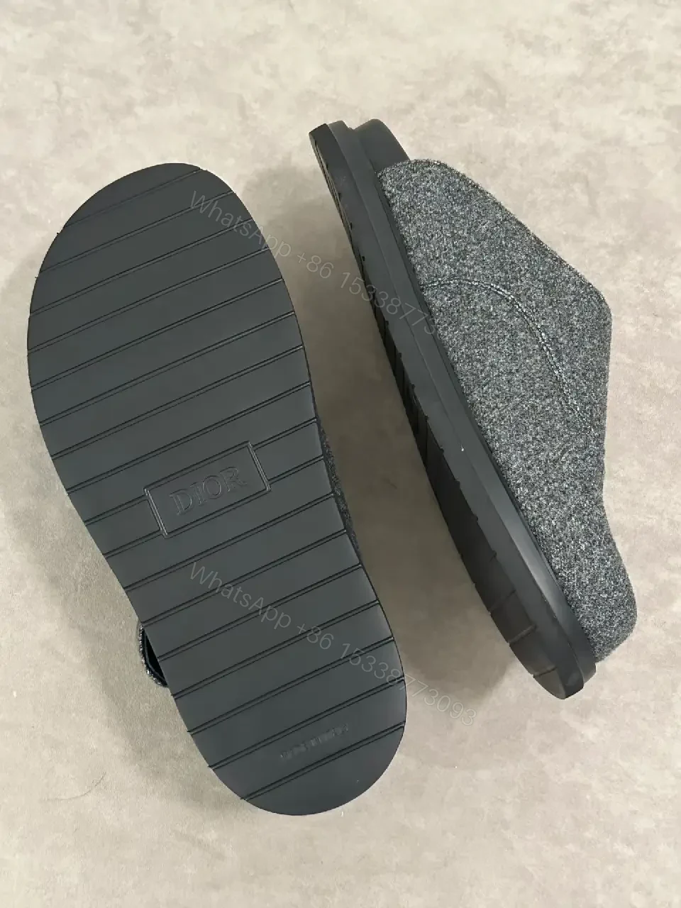 View 9 of Gray Woolen Sleek Style Buckle-Accent Platform Shoes
