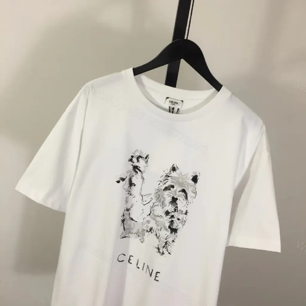 View 6 of White Cotton Tee — Modern Casual Comfort with Subtle Luxury Dog
