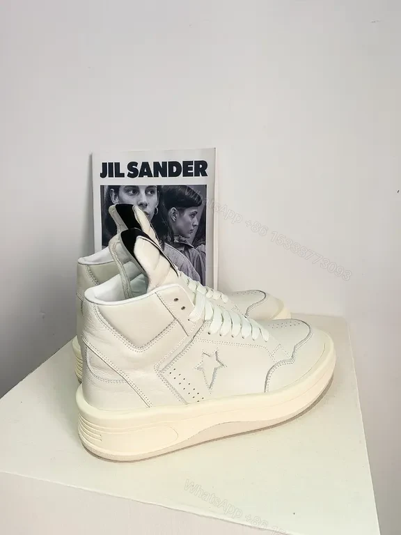 View 8 of Cream-White Leather High-Tops: Chic, All-Day Comfort Sneakers