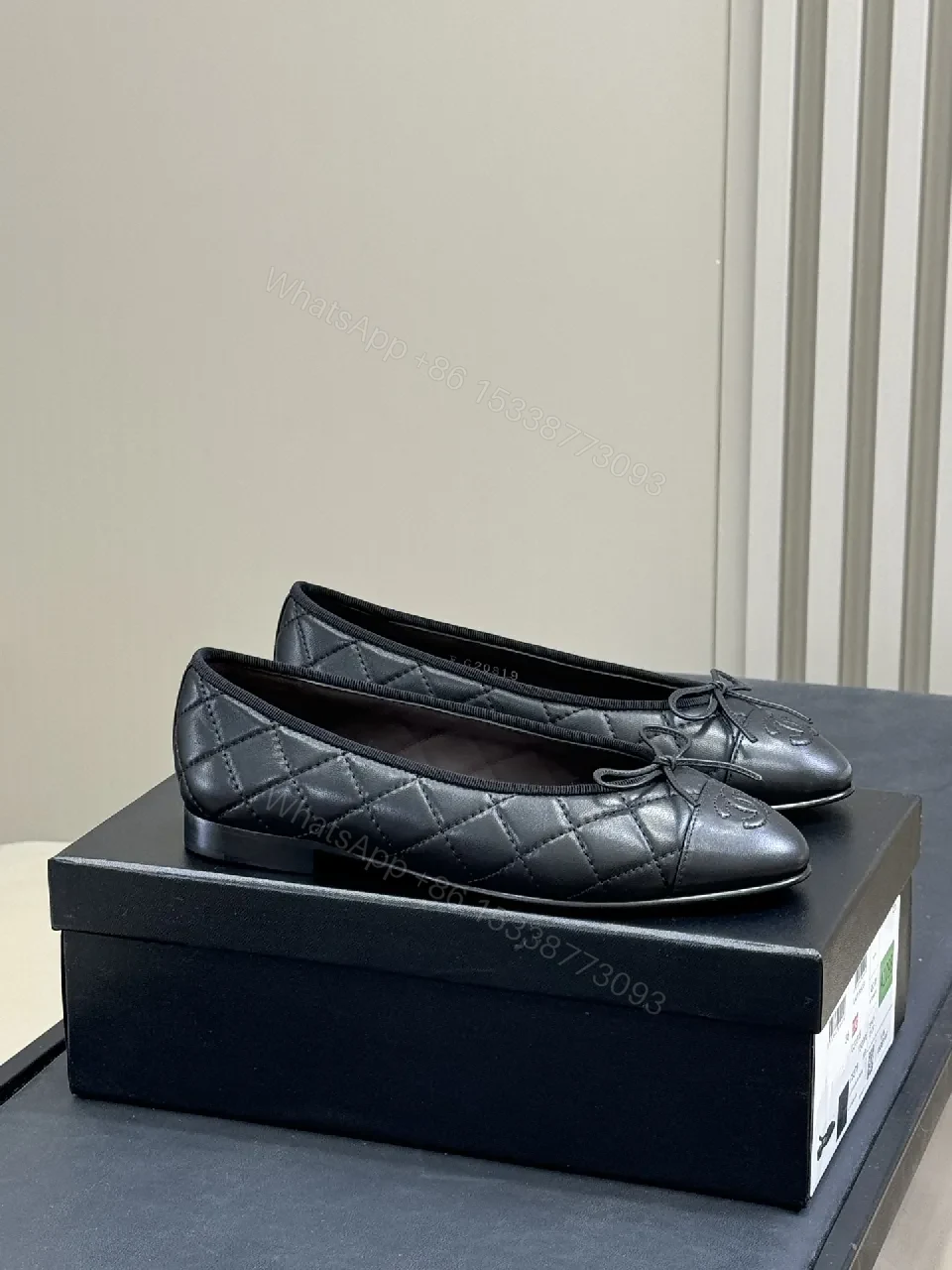 View 3 of Quilted Leather Ballet Flats: Subtle Luxury in Black