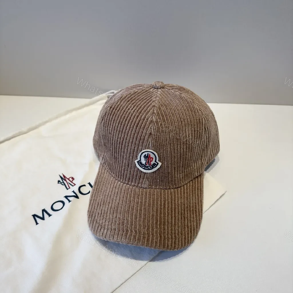 Corduroy Taupe Cap with Subtle Moncler Detail — view 1