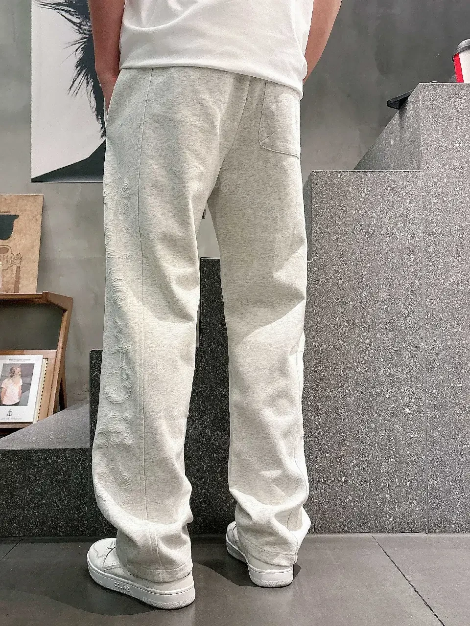 View 4 of Light Gray Heathered Joggers – Relaxed Streetwear, Drawstring Waist