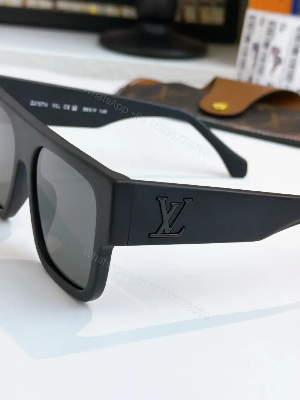 View 5 of Tortoise Acetate Sunglasses: Squared Luxe, LV Accent
