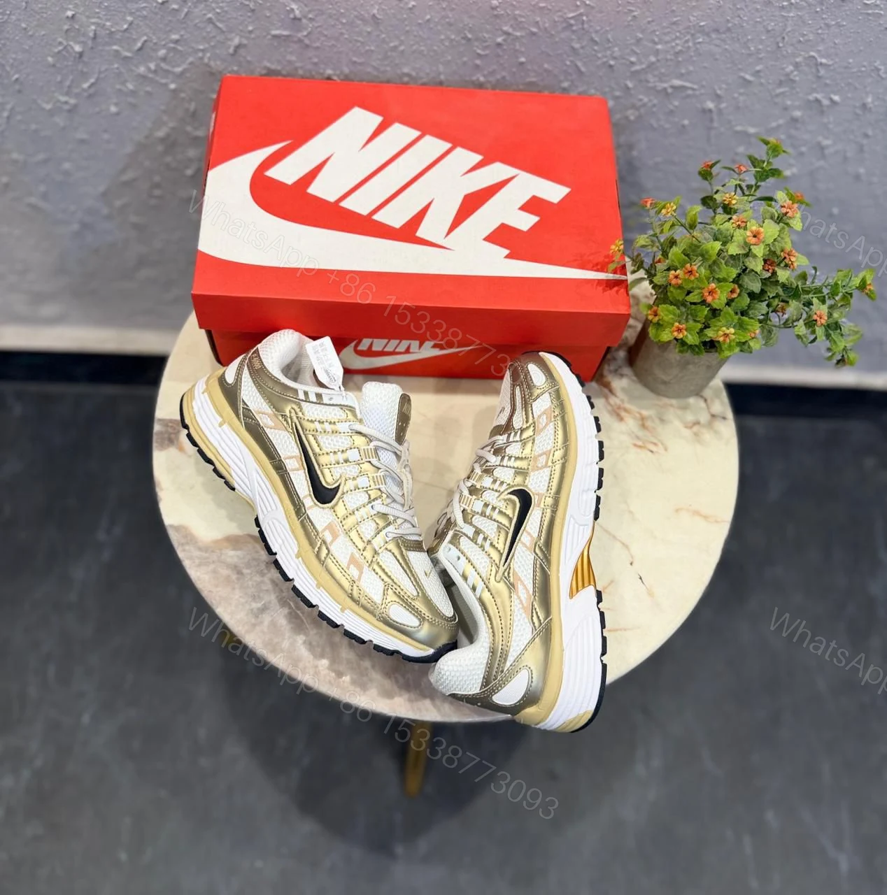 View 4 of Nike P-6000 Metallic Gold Trainers Men