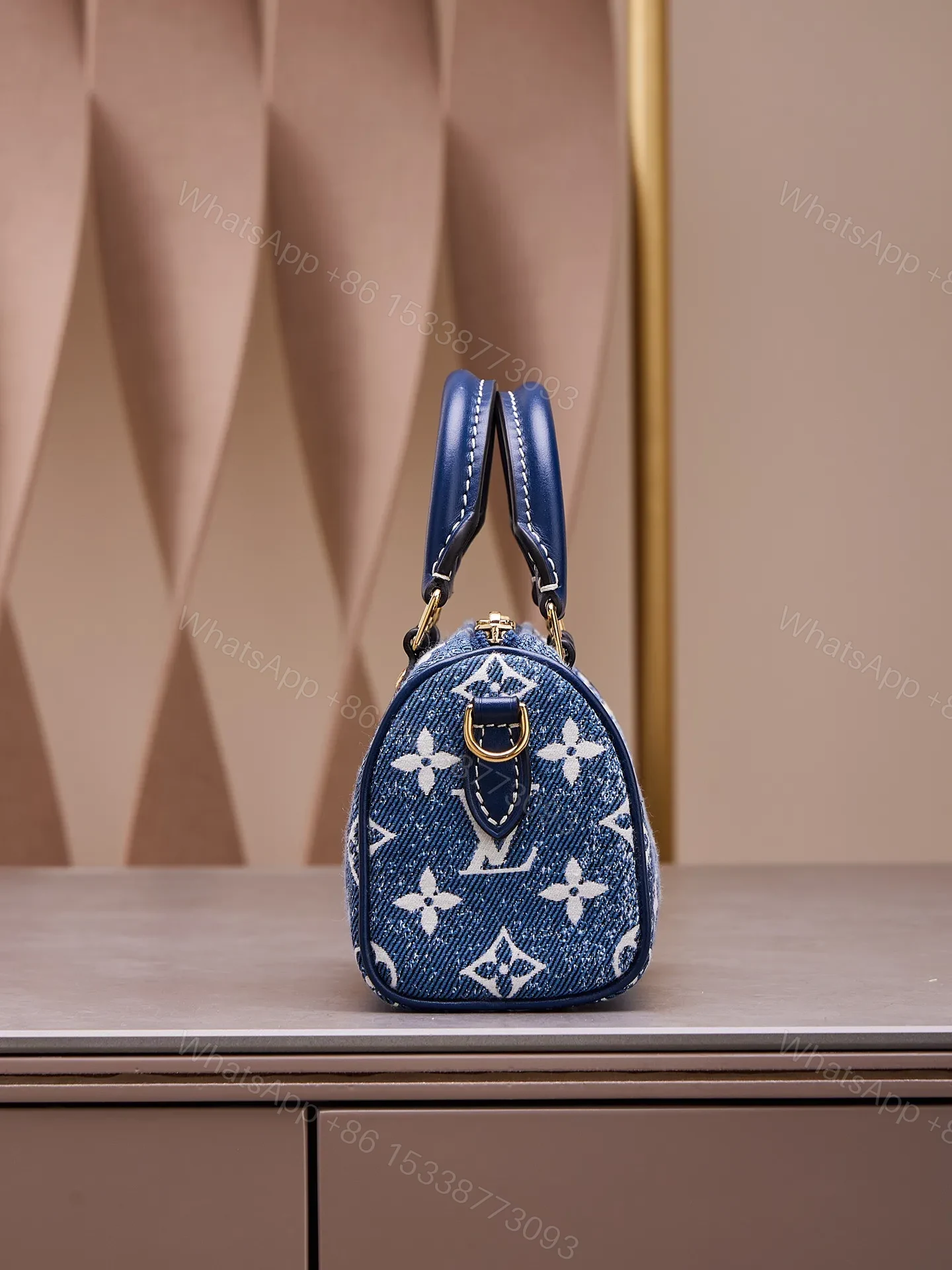 View 4 of Louis Vuitton LV Speedy Monogram Demin Woman’s Like Auth Handbags 16x10x7.5cm