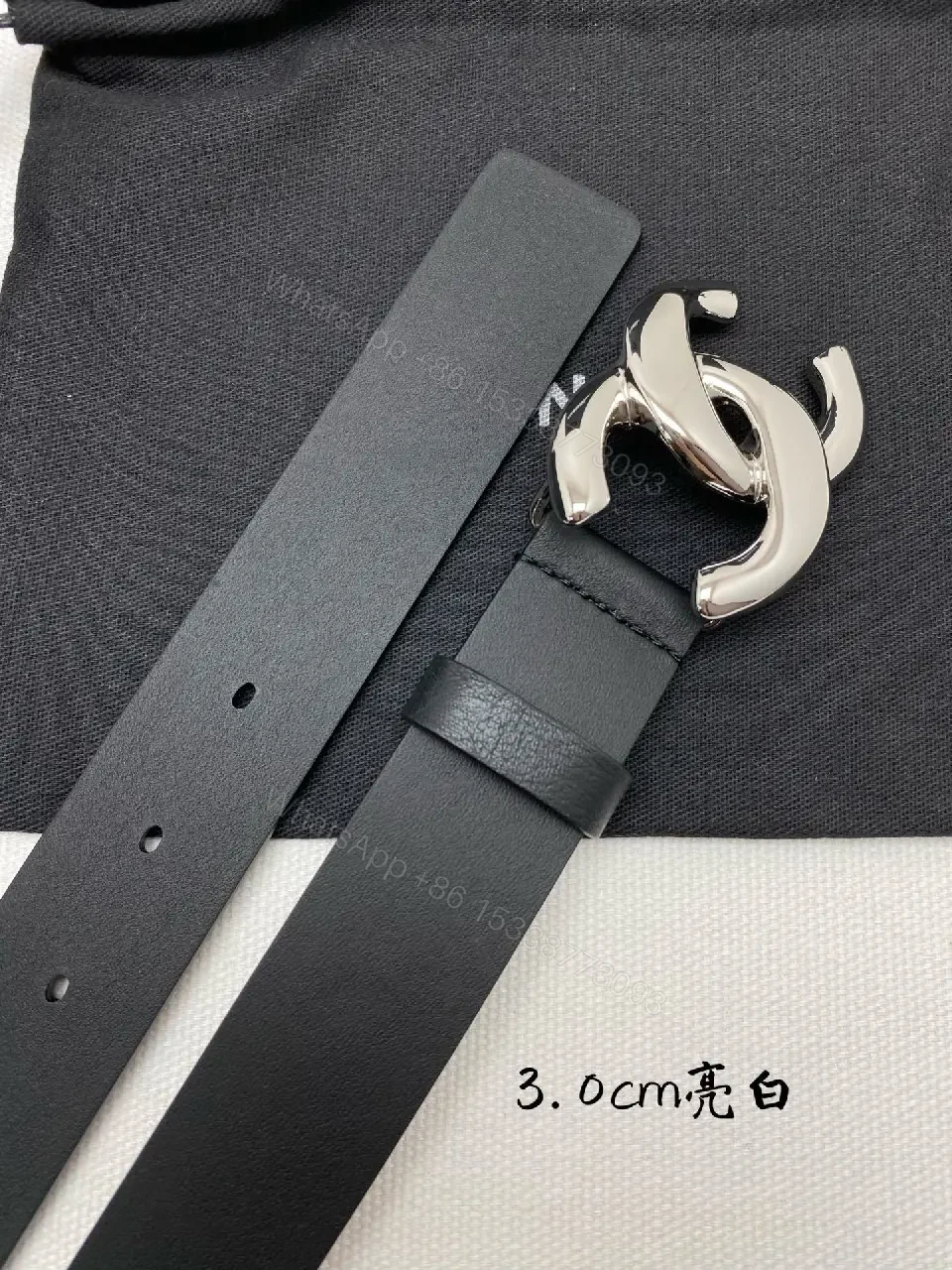 View 4 of Sleek Leather Belt with Double-C Buckle – Modern Luxury