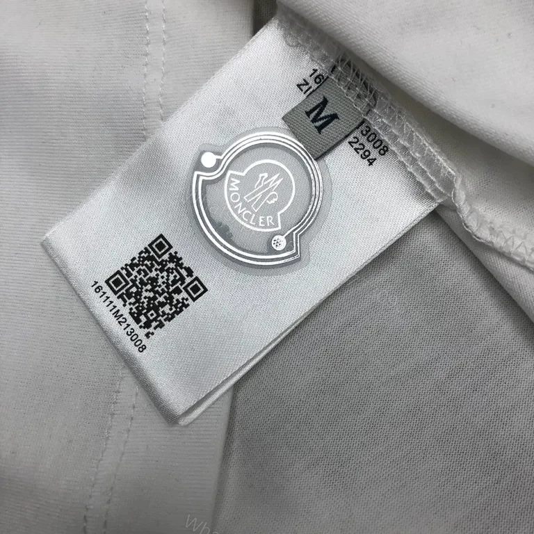 View 4 of Graphic Moncler Tee: Bold M Motif in Premium White Cotton Tee
