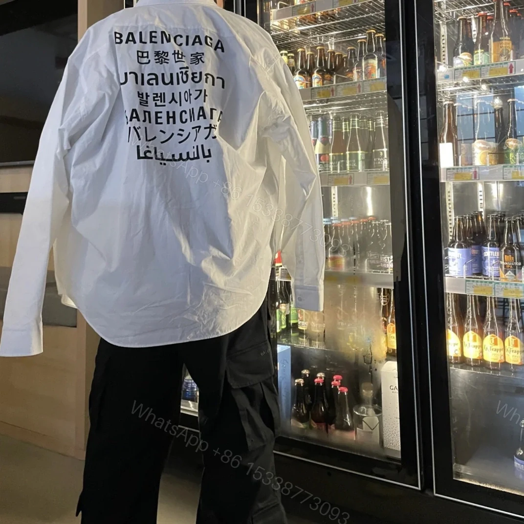 View 14 of 高仿Balenciaga*SS24系列647357七國語言襯衫白色