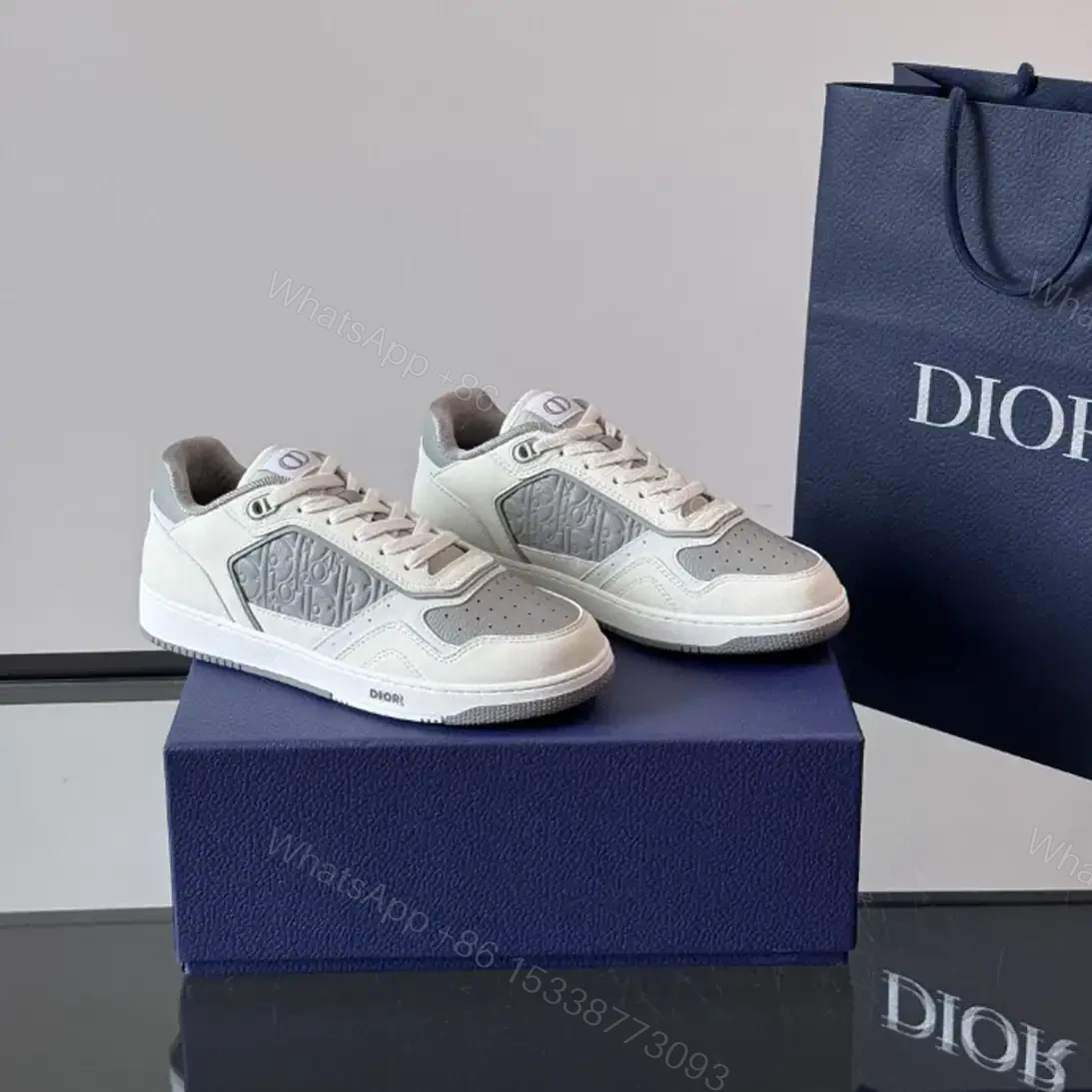 View 6 of DIOR B27 UPTOWN LOW-TOP SNEAKERS WHITE SMOOTH CALFSKIN AND WHITE OBLIQUE JACQUARD – CD217
