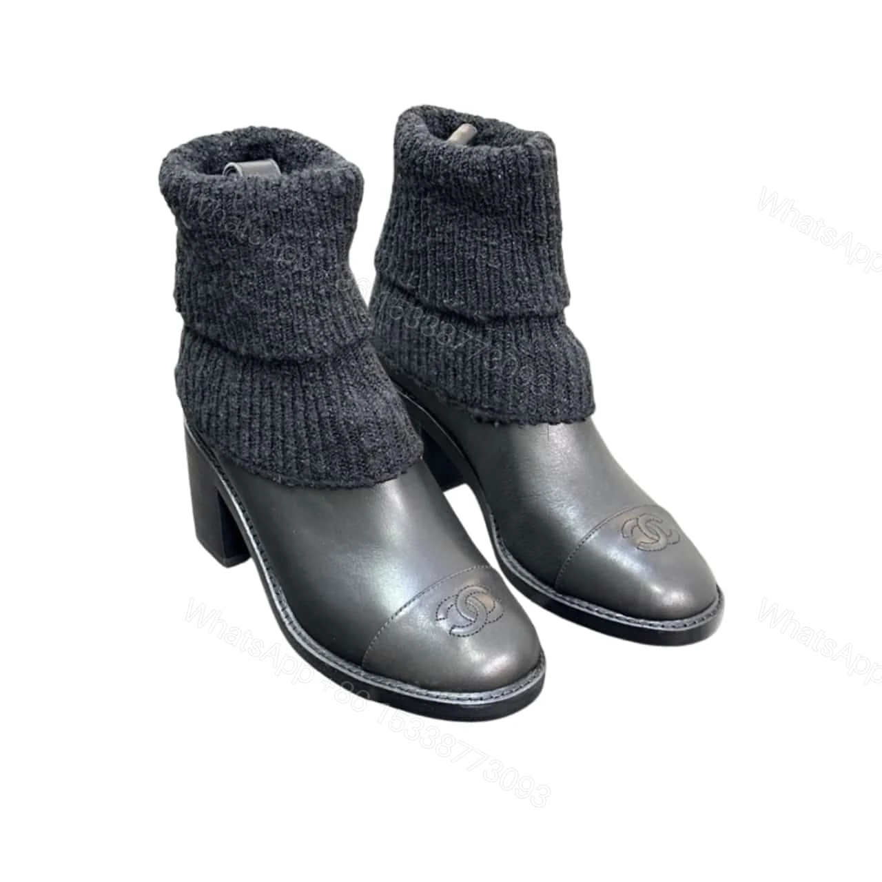 CHANEL KNIT BOOTS BLACK — view 1