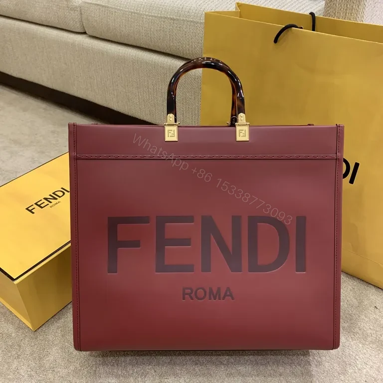 Burgundy Leather Tote: Structured, Fendi-Inspired Luxury Bag — view 1