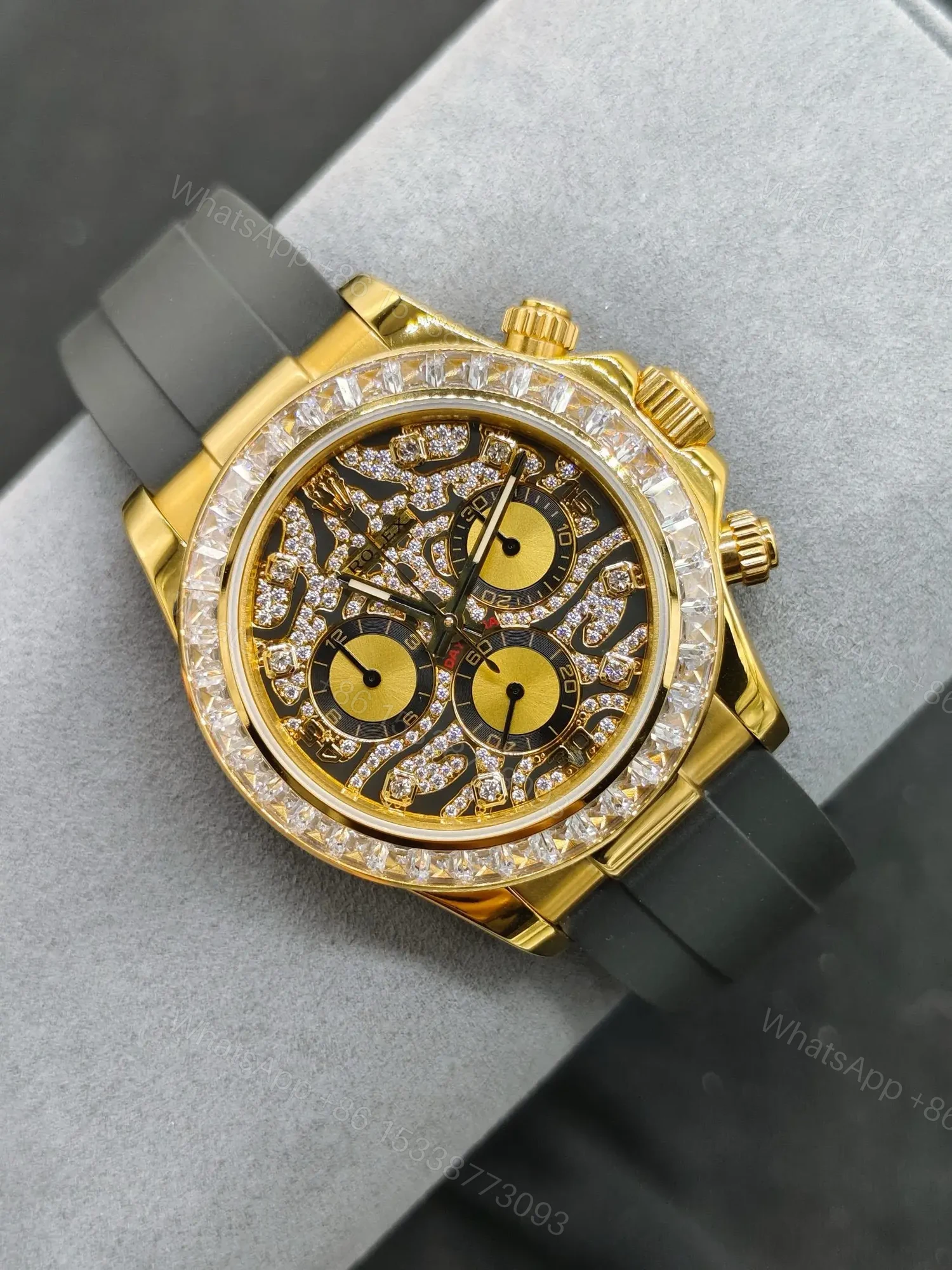 View 2 of Powerful eye of the tiger daytona replica 40MM Yellow Gold Edition RG-DAYTONA-EYE-TIGER-YG