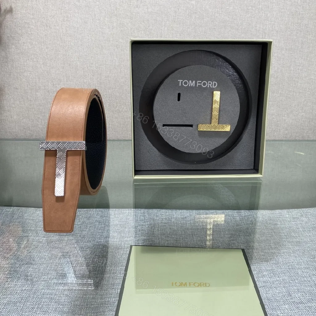 View 6 of Dual-Tone Luxury Belt: Matte Leather, Gold/Silver Buckle
