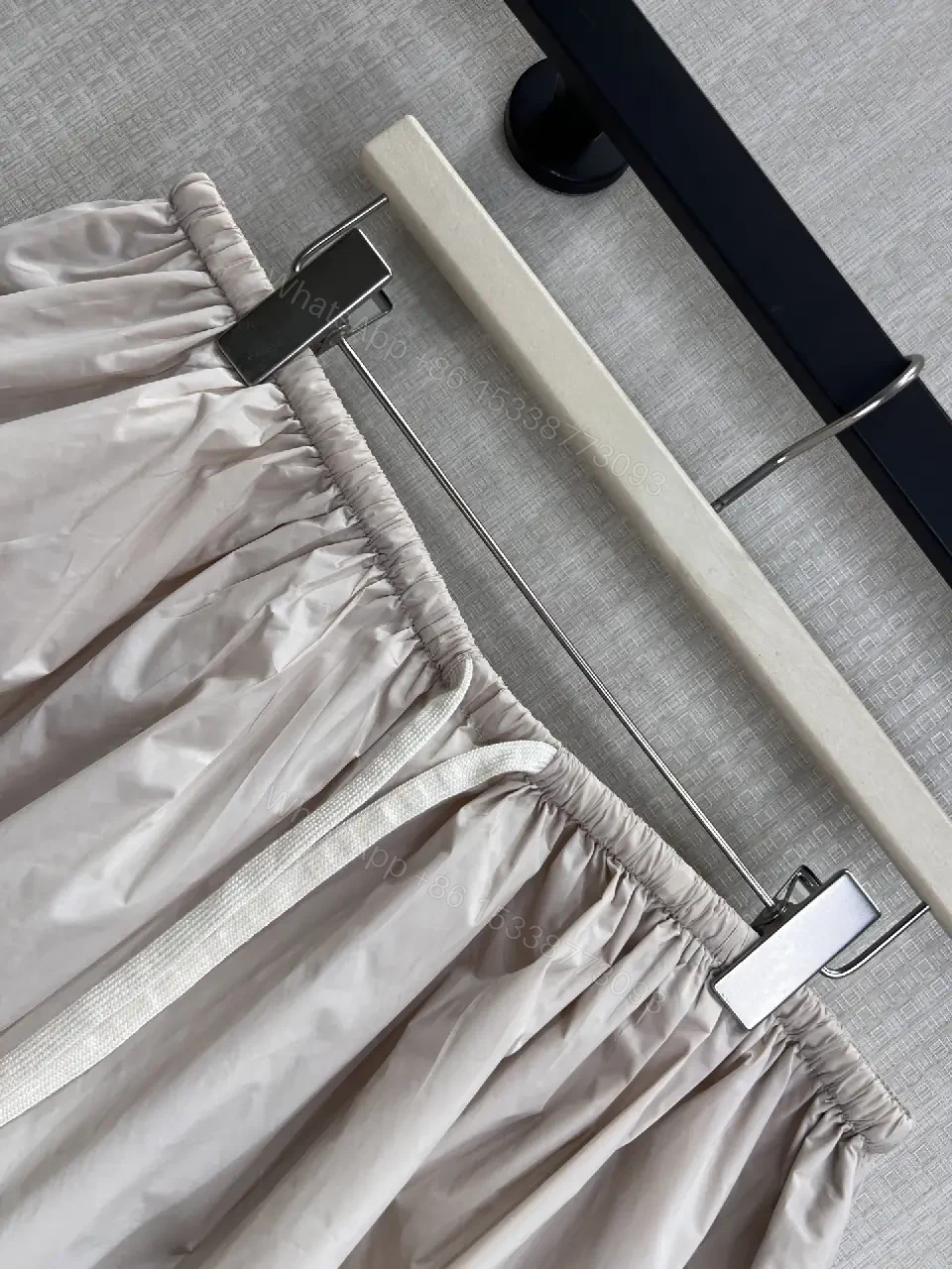 View 10 of Beige Nylon Short Skirt Drawstring Key Feature: Miu Miu Style