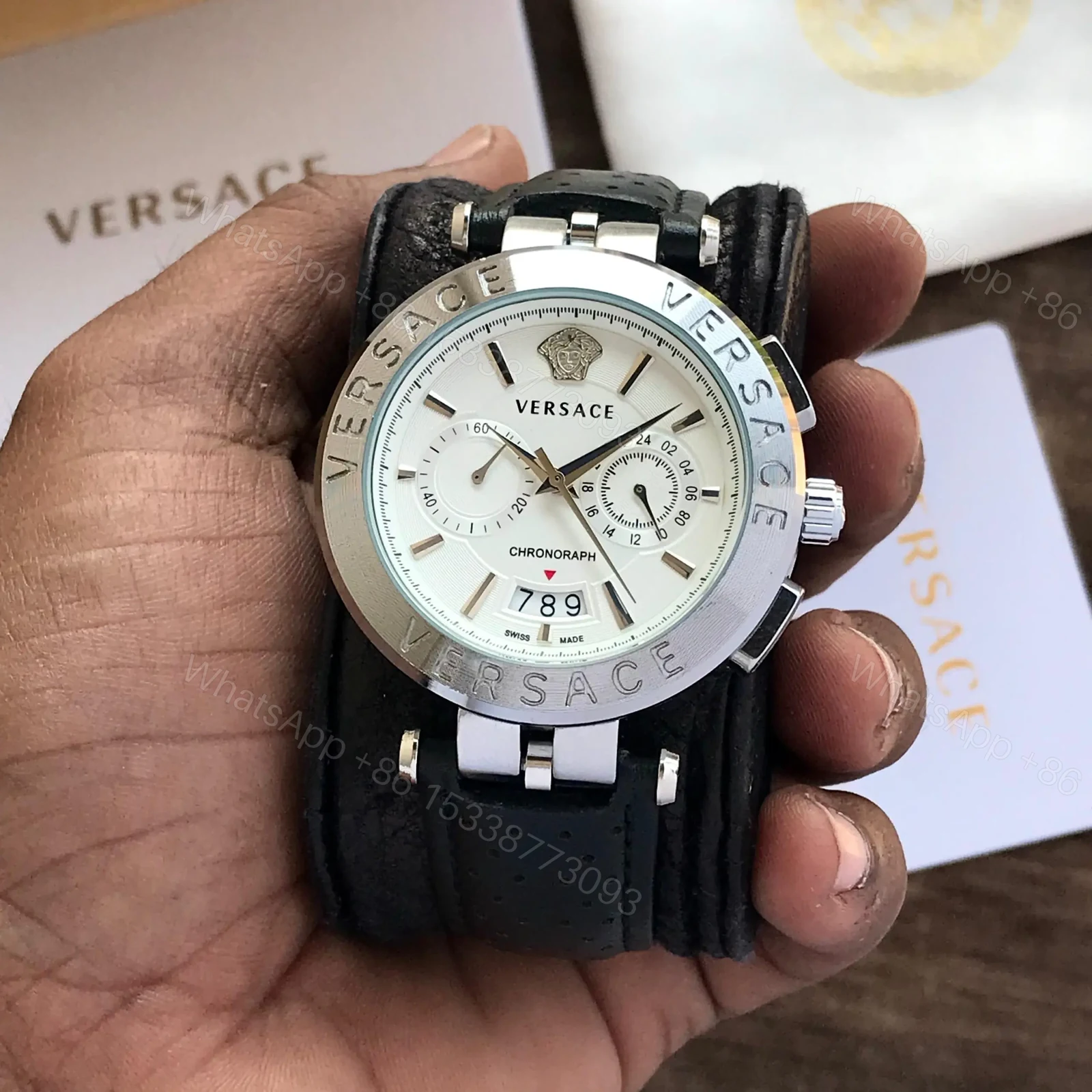 Versace Watch With Leather Strap — view 1