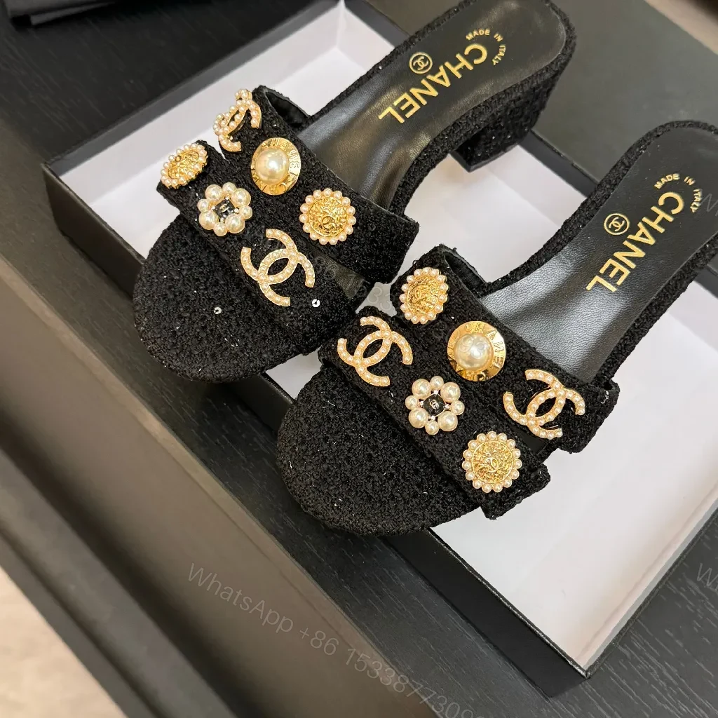 View 7 of Graphite Glitter Mule with Gold-Accent Embellishments, Lux Couture Style