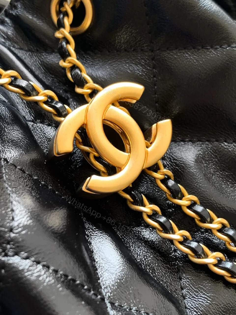 View 2 of Quilted Leather Tote: Gold Hardware, All-Day Glamour