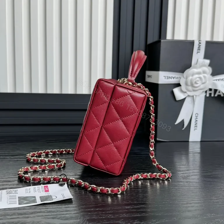 View 2 of Chic Quilted Crossbody Bag - Burgundy Leather Luxe