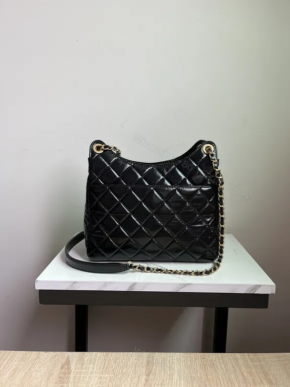 View 6 of Chic Quilted Calfskin Bag: Modern Glam, Gold Chain, Crossbody