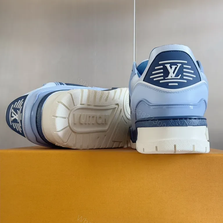 View 4 of Blue LV Luxury Sneaker: Premium Leather, Structured Texture, Everyday Comfort