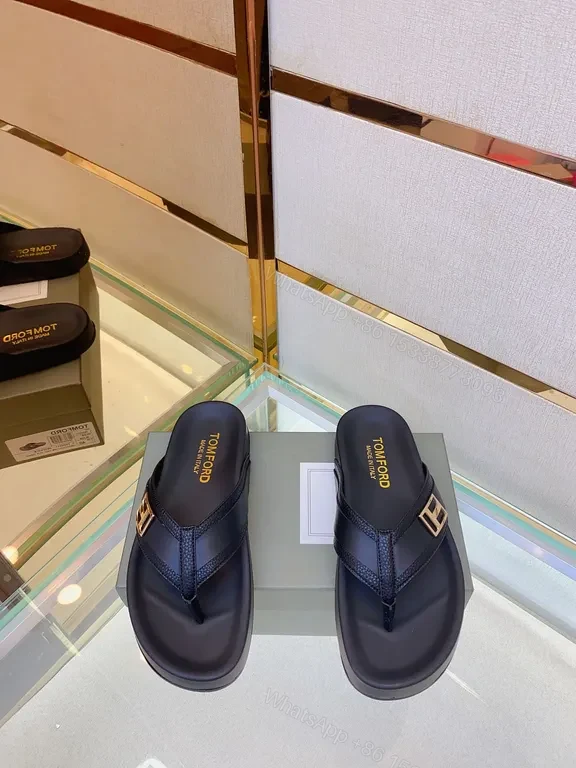 View 2 of Sleek Black Leather Sandal with Gold Buckle - All-Day Comfort