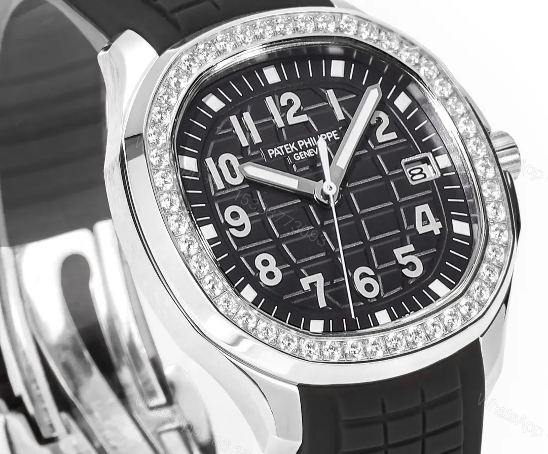 View 2 of Patek Philippe Aquanaut Luce 5268 Series Watch Black Dial with Diamond Bezel Stainless Steel and Satin Finish Rubber Strap 38.8mm Case Caliber 324 Movement