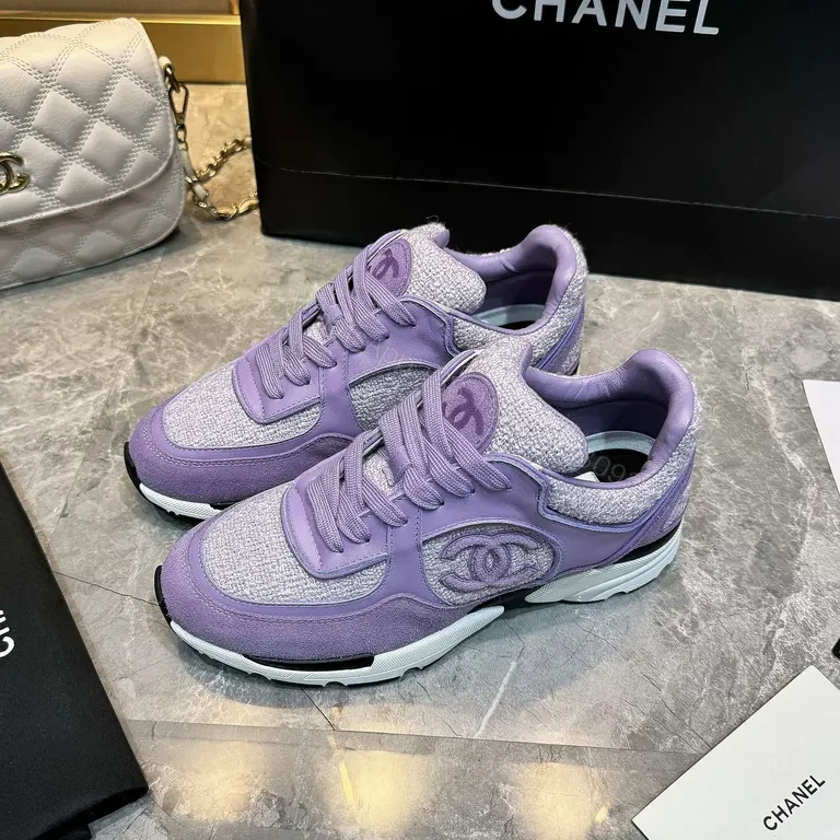 View 8 of Lavender Knit Sneakers - Luxurious Chanel-Inspired Comfort