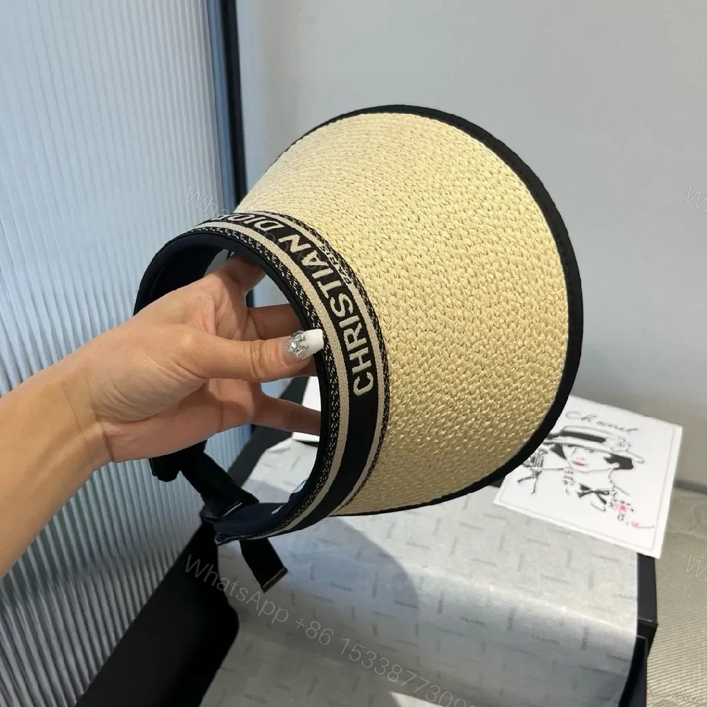 View 5 of Straw Visor with Dior Band: Luxe Resort-Ready Shade
