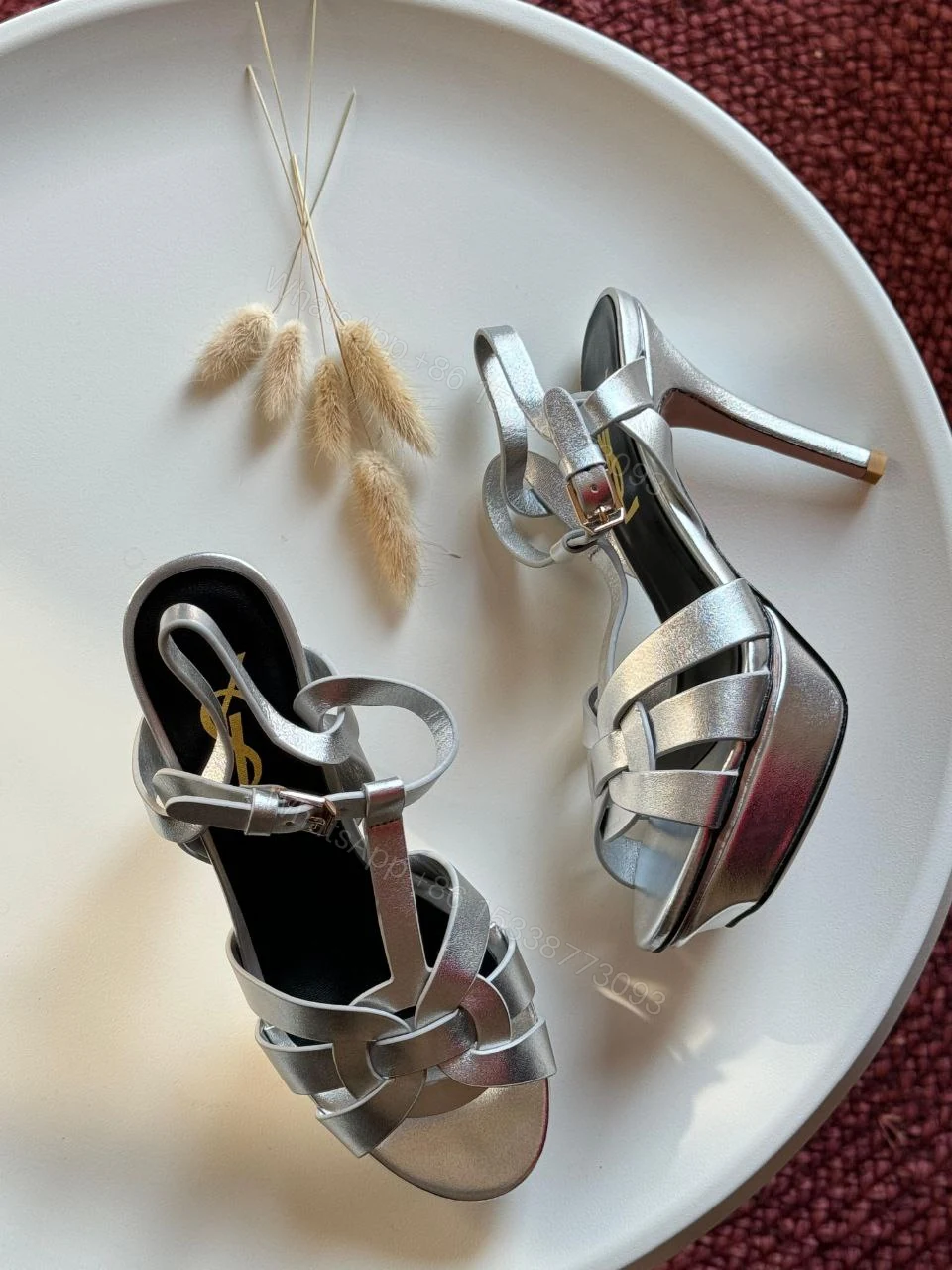 View 2 of Saint Laurent Dusty Leather Tribute Sandals