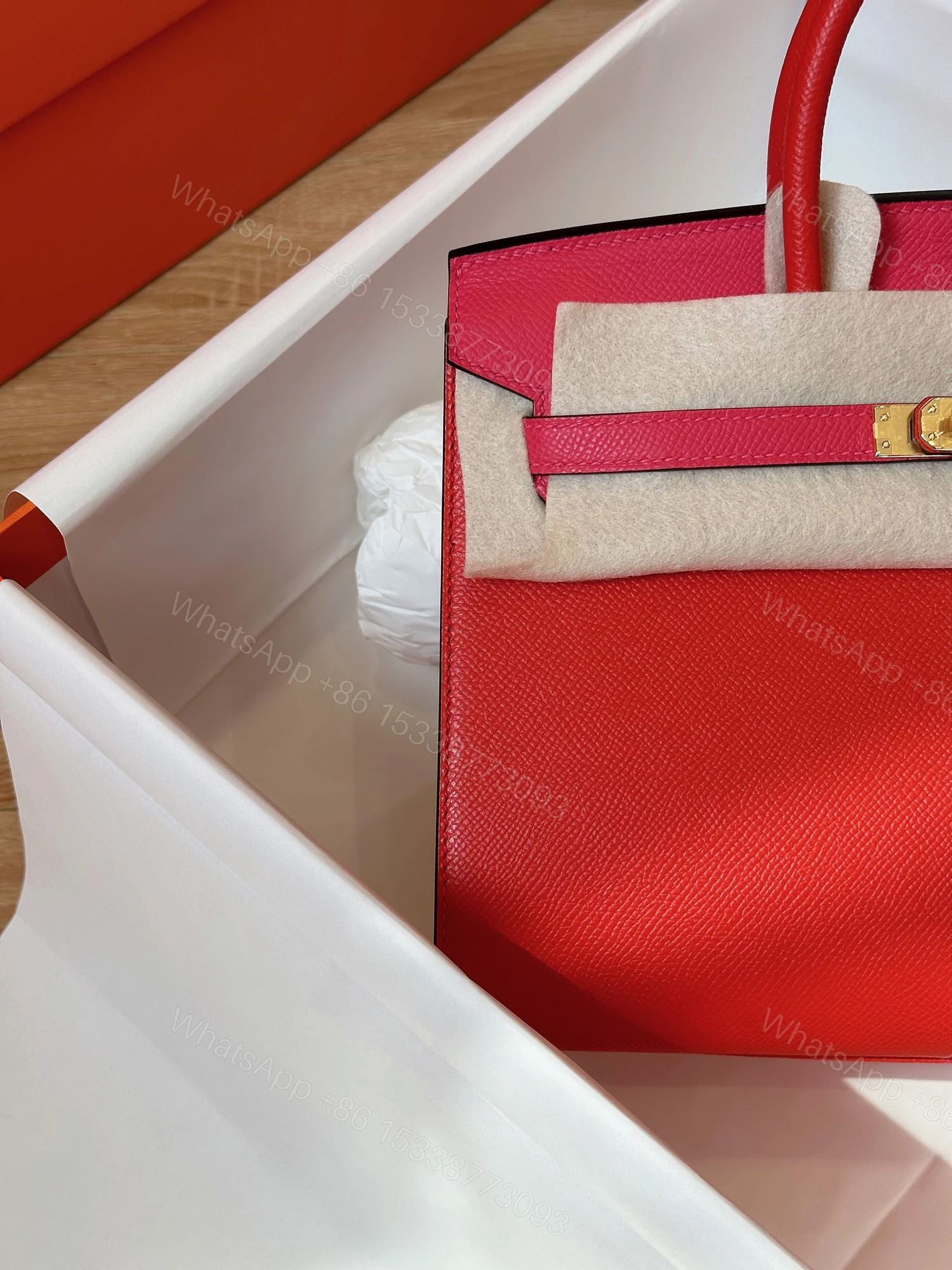 View 4 of Hermes Birkin 25 Pink/Red Epson Leather Gold Hardware