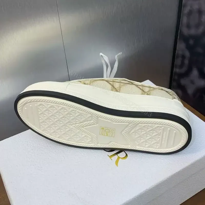 View 4 of WALK’N’DIOR PLATFORM SNEAKERS UNISEX MACROCANNAGE EMBROIDERED GOLD – CD183