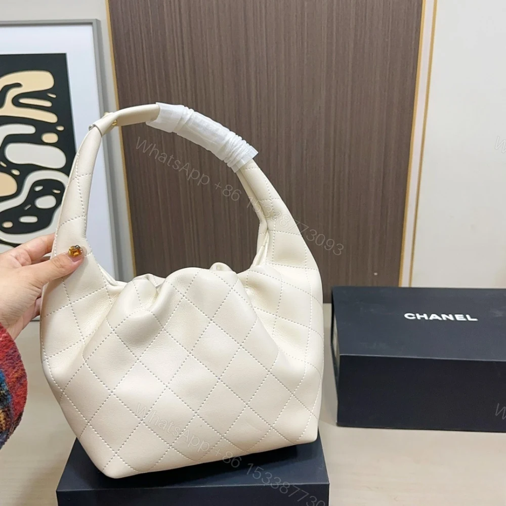 View 5 of Chanel Mini Hobo Handbag Gold Tone Hardware Beige 19Cm