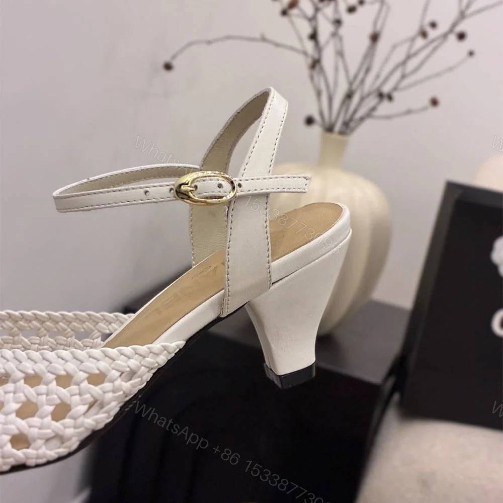 View 8 of CHANEL Braided Ankle-Strap Sandals 934538