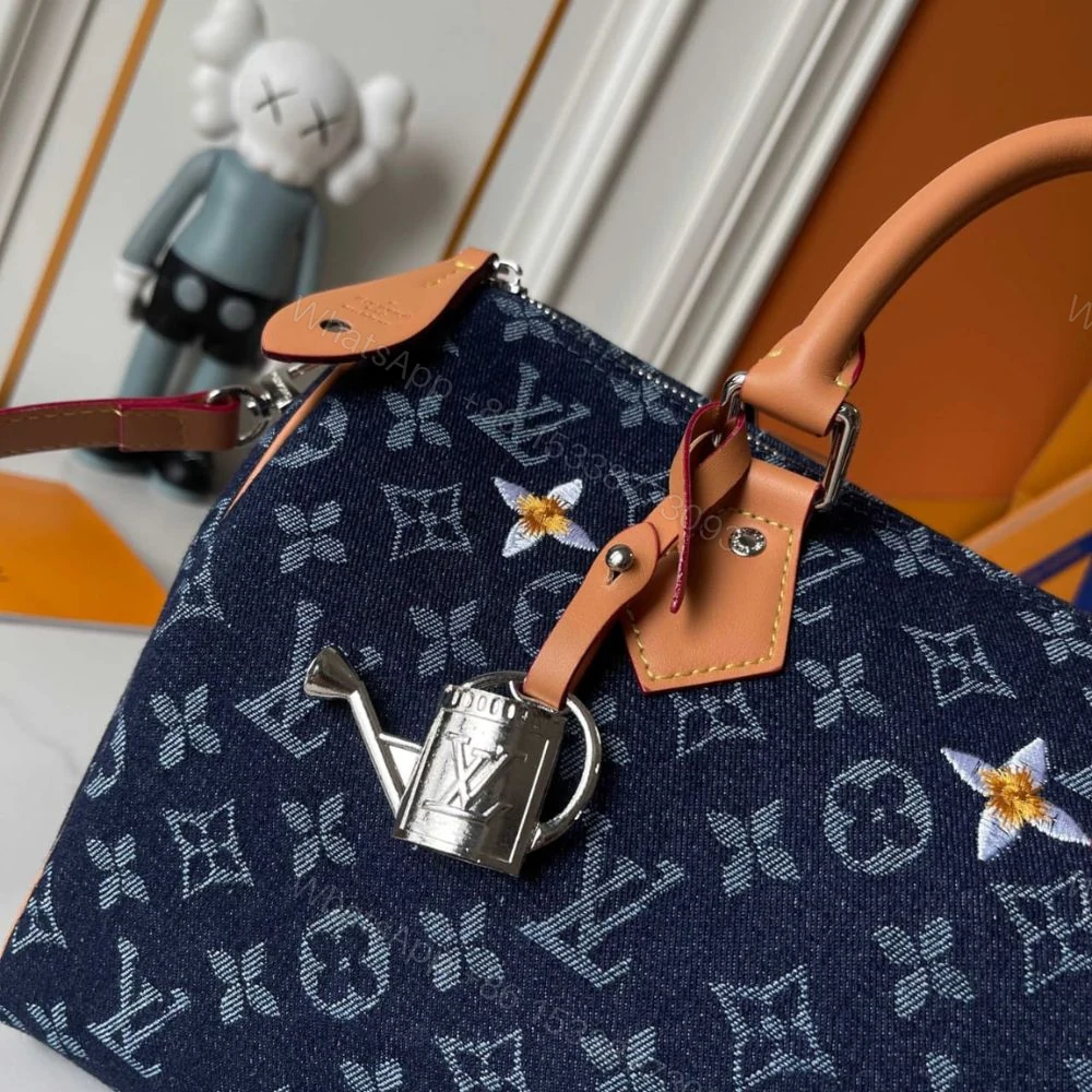 View 9 of Louis Vuitton Speedy 30 Bandoulière Bag Blue Denim 30Cm M27556