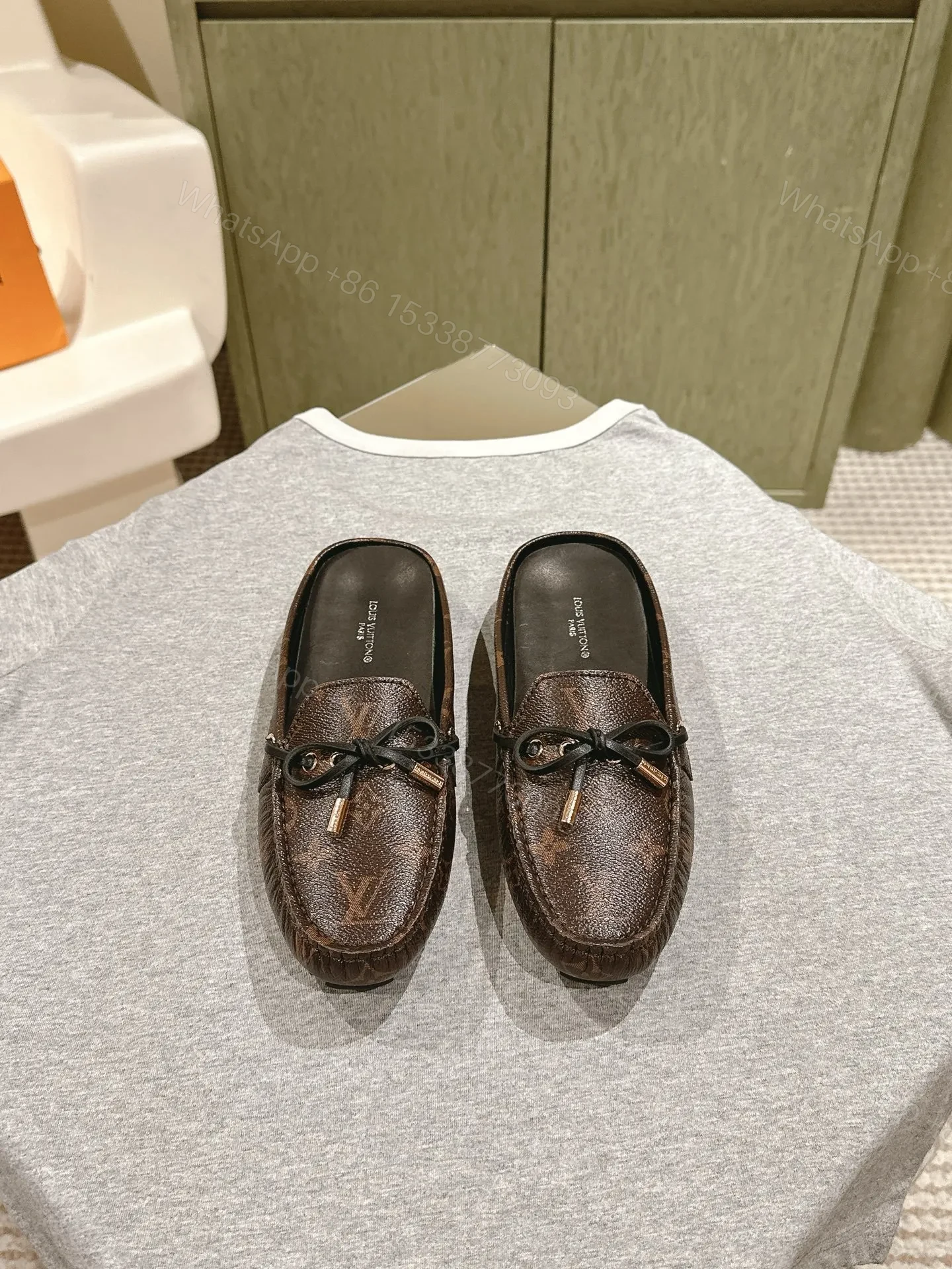 LV Women Brown Leather Loafers — view 1