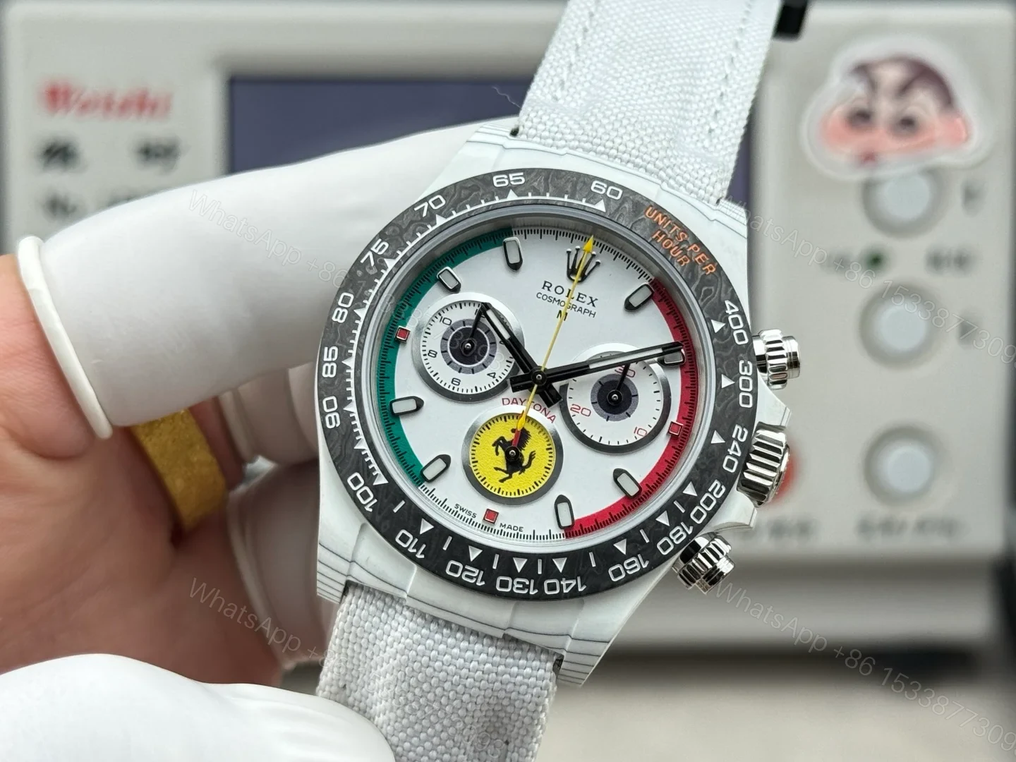 View 3 of SJ 2700 HEH Carbon Fiber Daytona R74 Rolex Custom Edition 40mm RG-ROLEX-DAYTONA-WHITE-DIAL