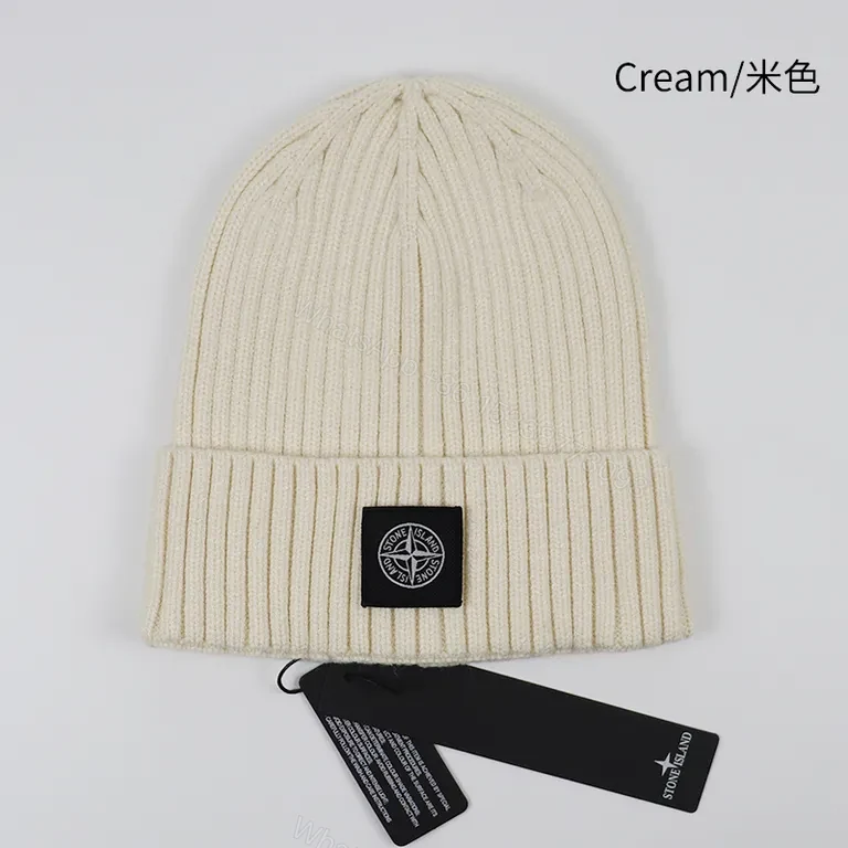 View 8 of Cozy Knit Beanie: Grey Wool-Blend, Minimalist, Signature Patch, Stone Island