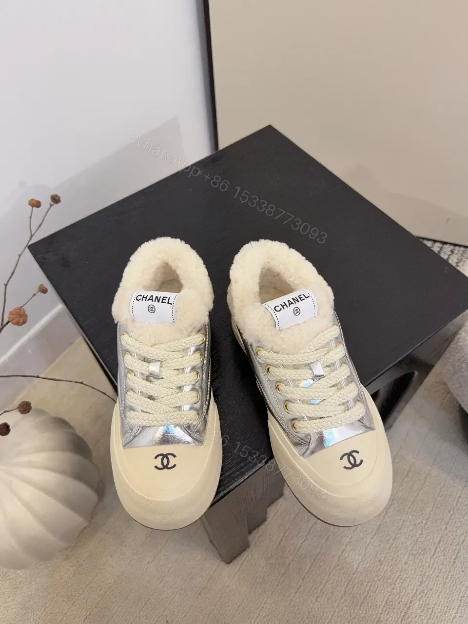 View 8 of Metallic Leather High-Top + Shearling + Luxury Streetwear + Cozy Warmth + Sneakers