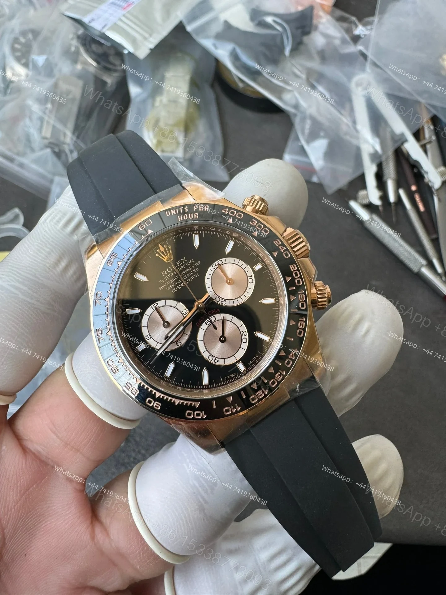 View 5 of Rolex Super Clone Daytona M126515LN-0002 Rose Gold Black Dial 4131 Movement