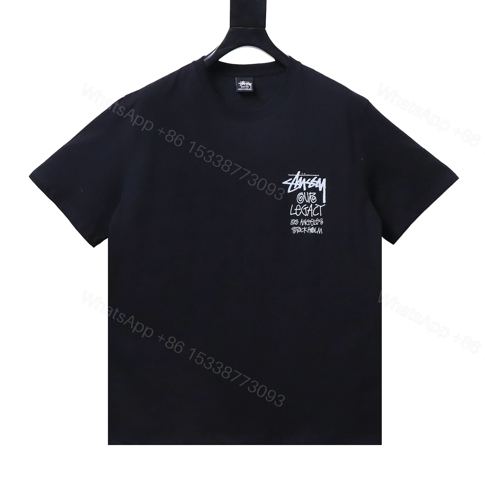 Stussy World Tour Collection Printed Short Sleeve Shirt Black — view 2