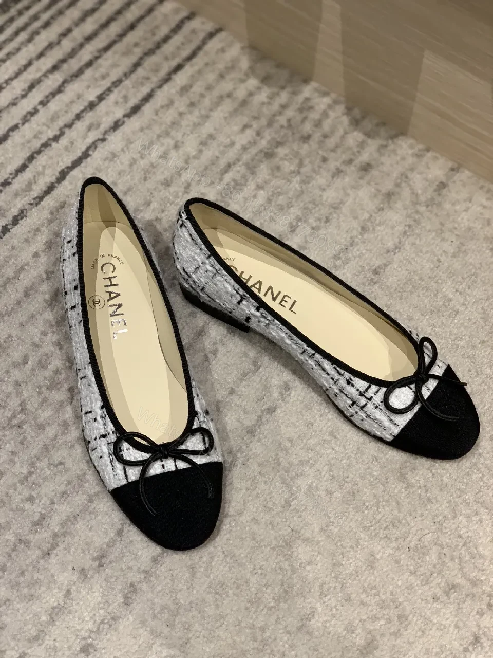 Tweed Cap-Toe Ballet Flats - Subtle Texture, Polished Silhouette — view 1