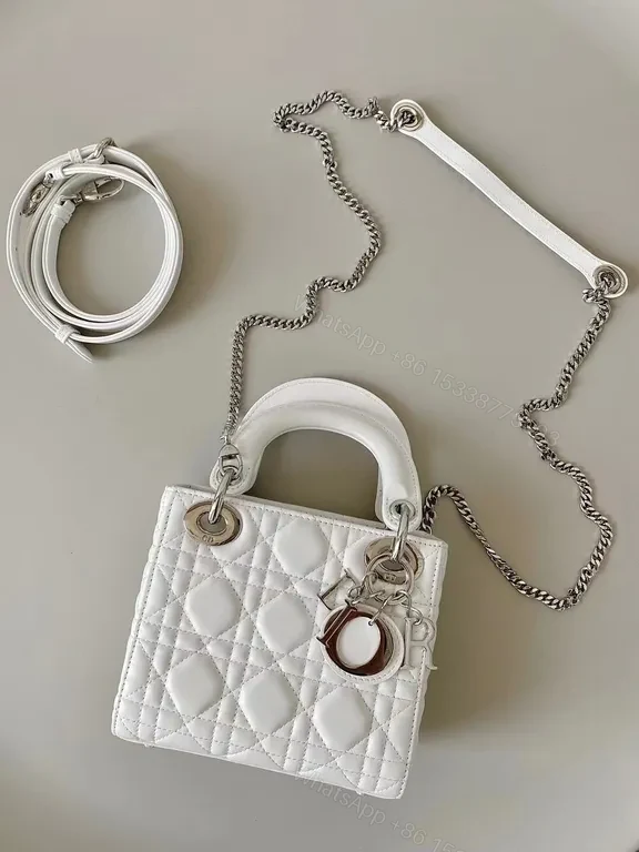 View 2 of White Quilted luxury Handbag with Dior Charms + Chain Strap