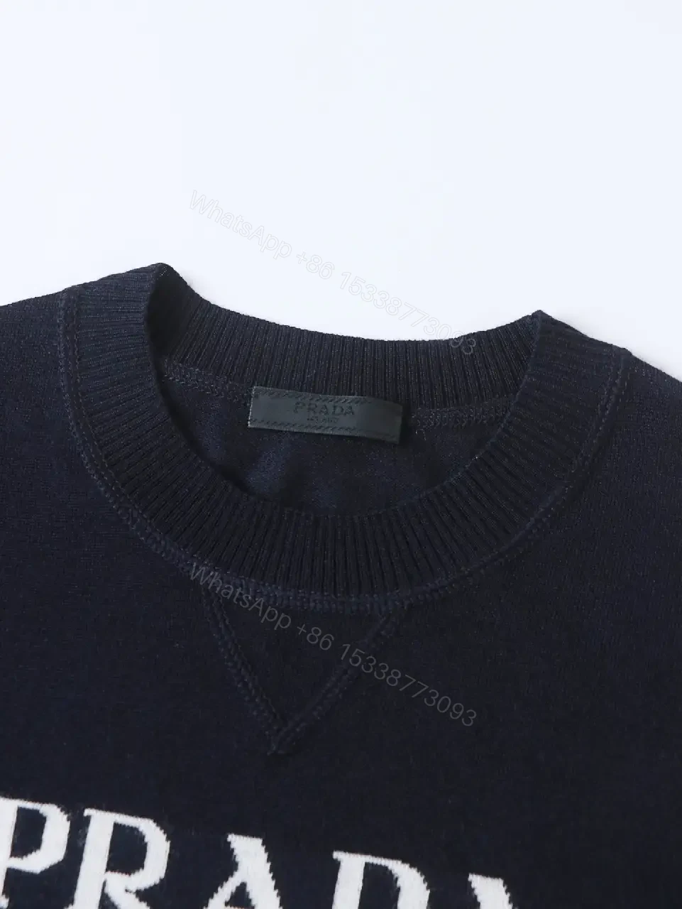View 9 of Black Knit Tee Milano Logo Crewneck