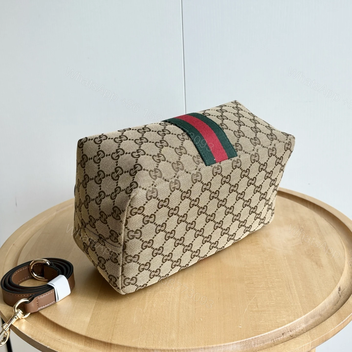 View 8 of Gucci Vanity Medium Top Handle Bag Beige And Brown GG Canvas 27Cm