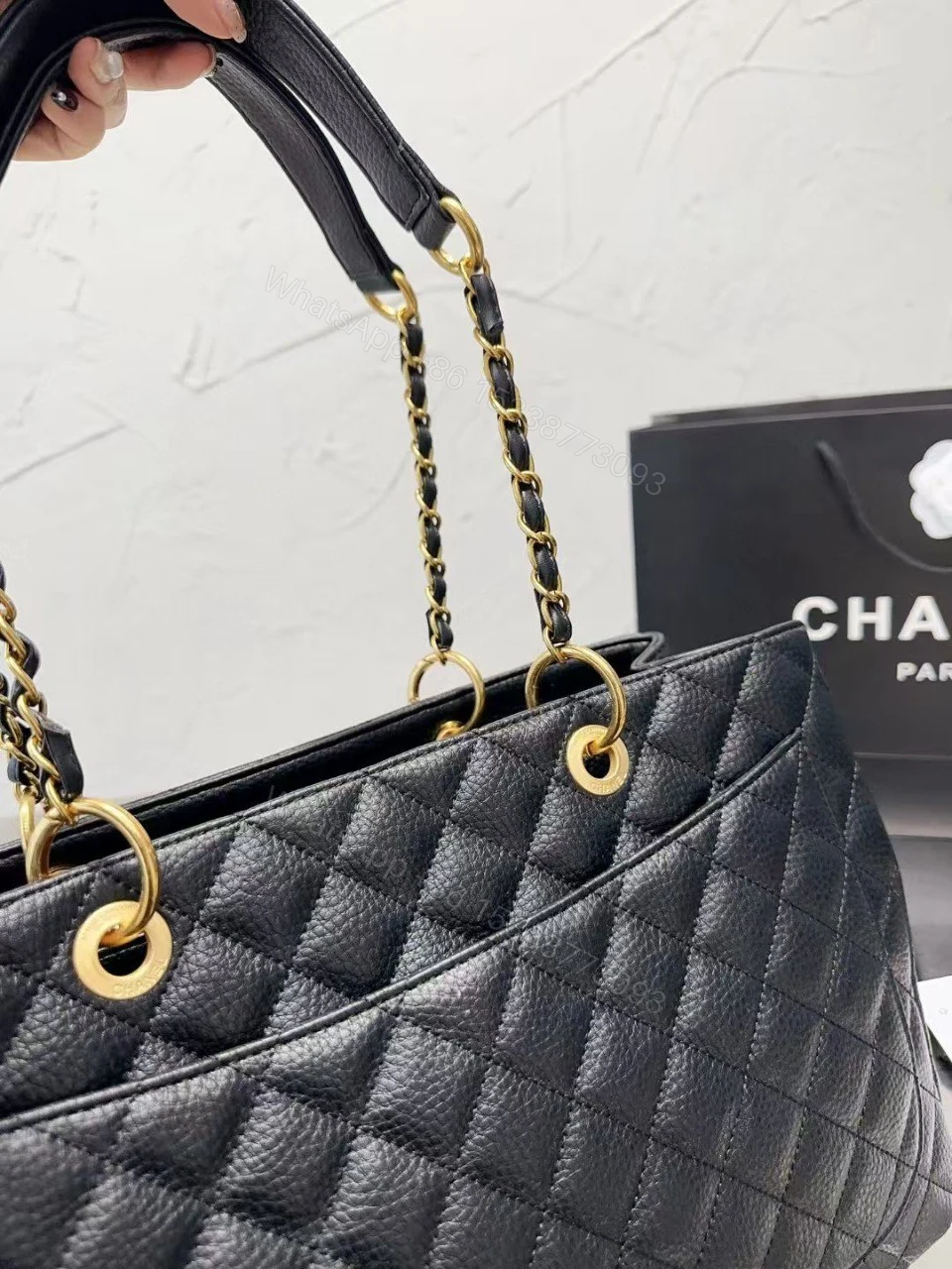 View 4 of Chanel Vintage CC Chain ToteLarge Black New 2
