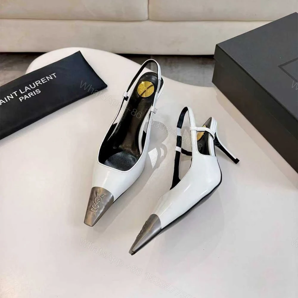 View 5 of YSL JEANNE slingback pumps in glazed leather
