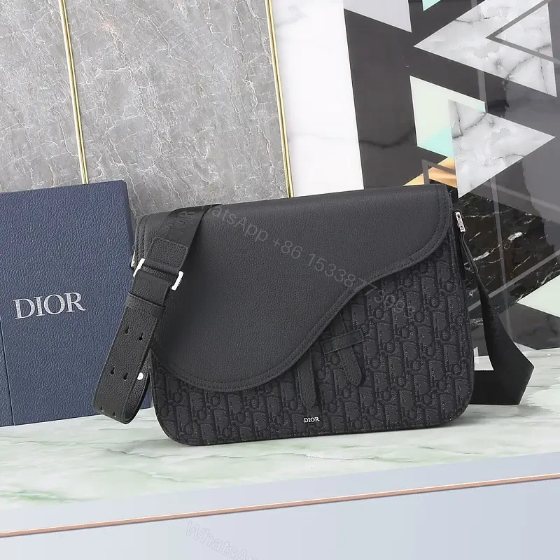 Chic Black Monogram Crossbody with Textured Leather Flap — view 1