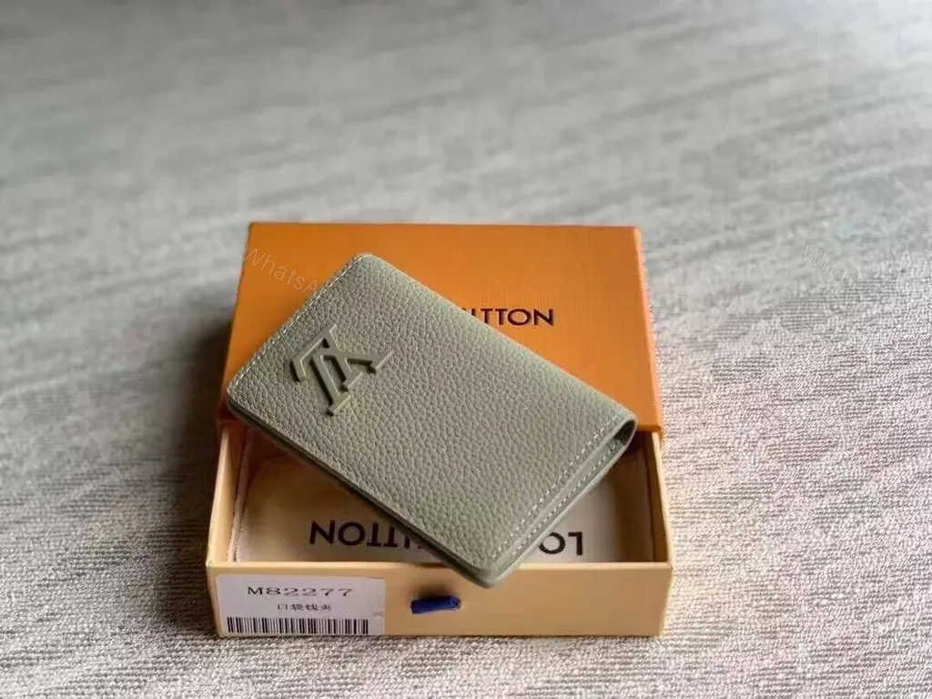 View 2 of Sage-Grain LV Card Holder: Subtle Signature, Slim Portability