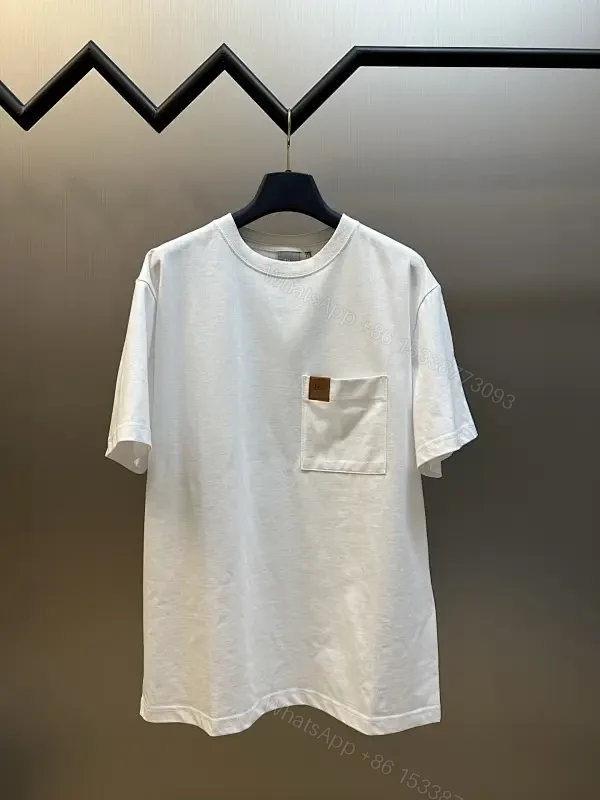 Off-White Cotton Tee with Front Pocket, Relaxed Fit — view 1
