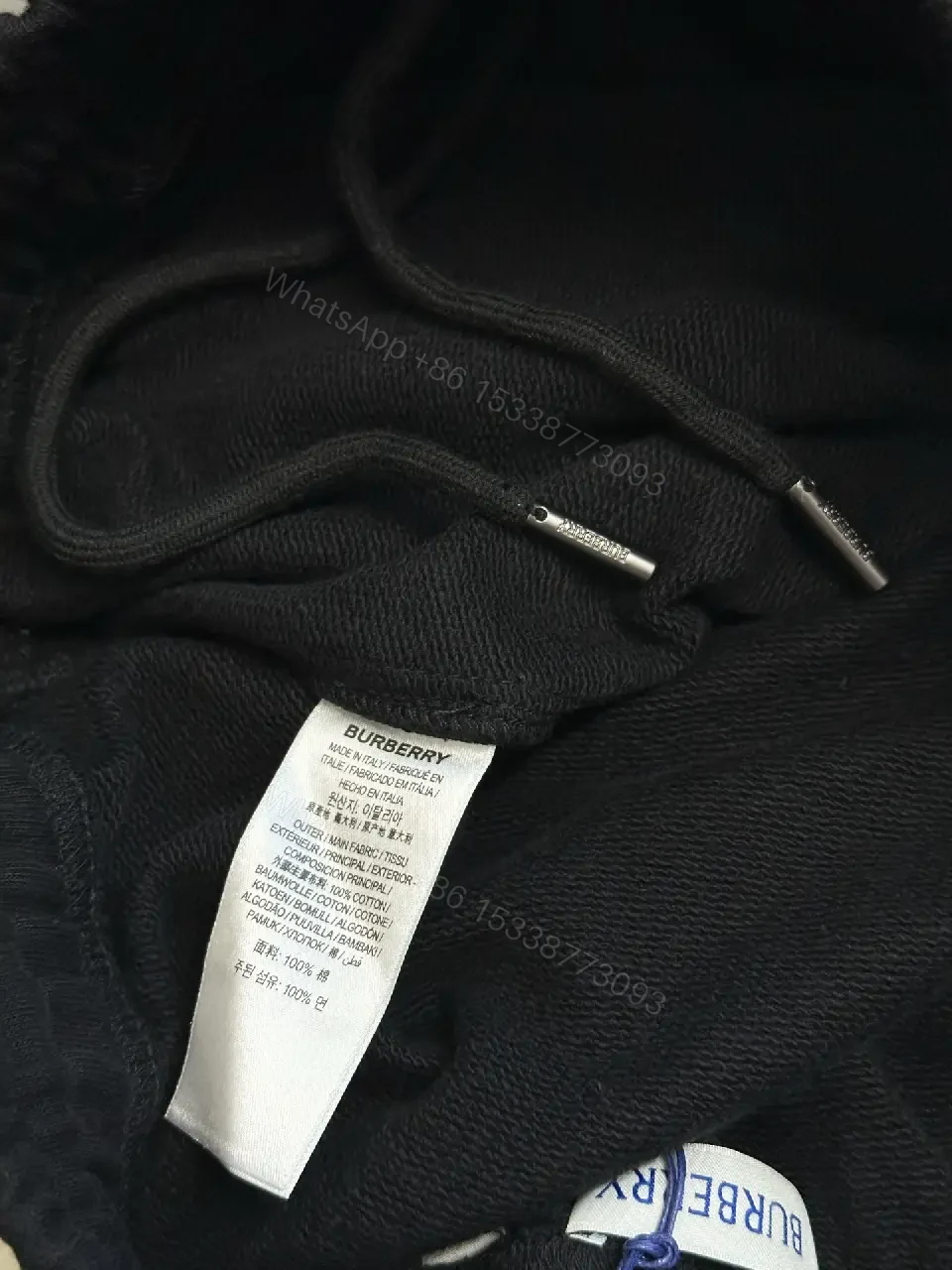 View 6 of Black Cotton Shorts Burberry London Logo Key Feature Elastic Waistband Shorts